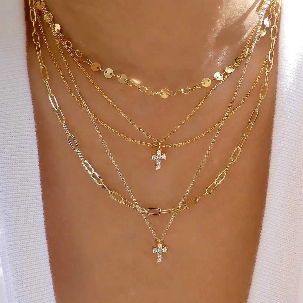 Vintage Gold Color Multiple Styles Necklace For Women Trendy Multi-Layer Disc Pendant Necklaces New Tendyaces Set Jewelry Gifts Z250614