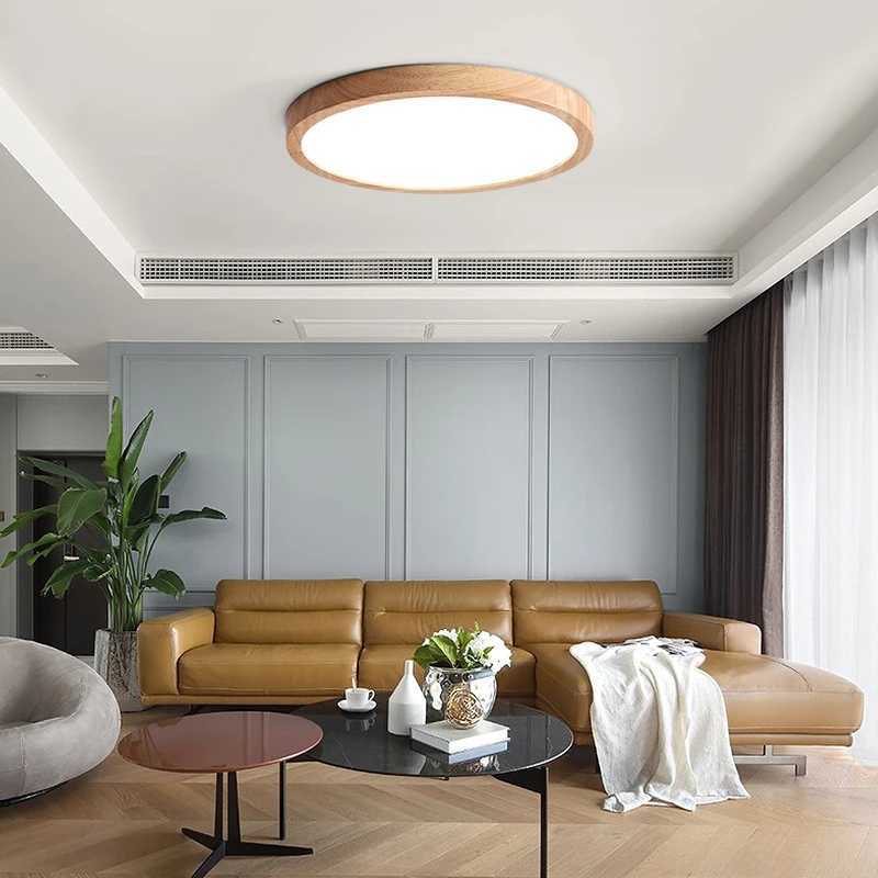 Nordic LED Ceiling Light Ultra-Thin Wood Grain Simple Minimalist Original Wooden Lighting Fixture For Bedroom Living RoomXJ2500613