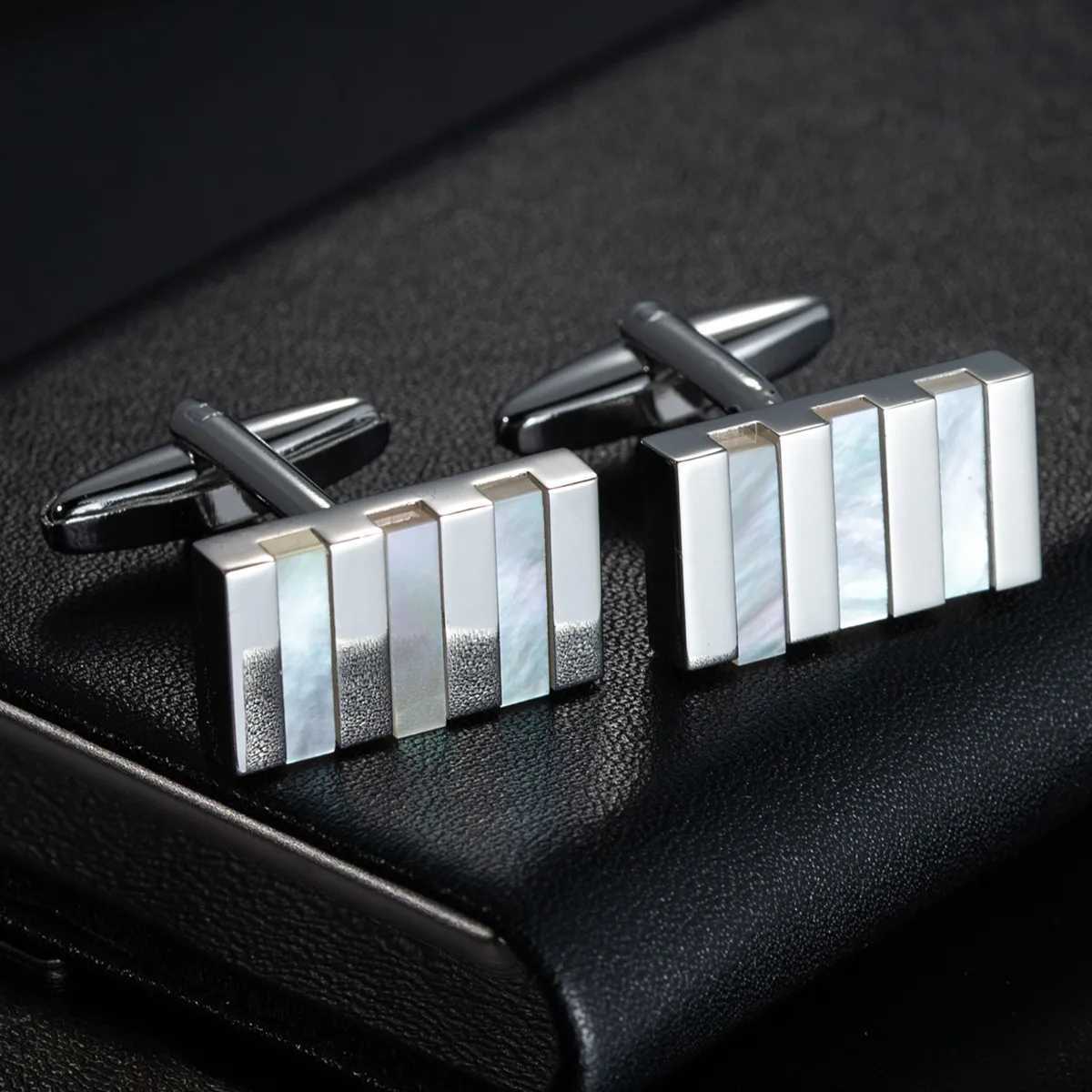 High Quality Classic Mens New Black Box Cufflinks Stripes Square French Wedding Dress Shirt Accessories Dropship Wholesale XJ250614
