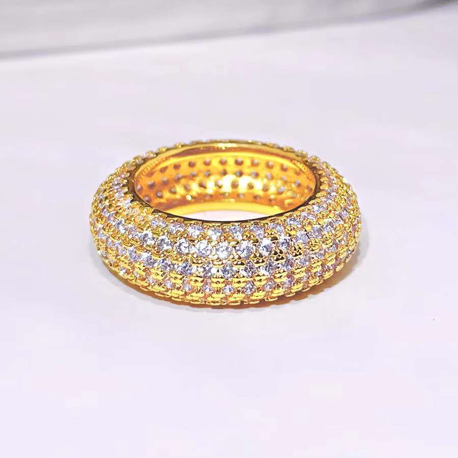 FOXI Pave Full Moissanite Infinity Rings Hip Hop Jewelry Gold Plated 925 Sterling Silver VVS Moissanite Diamond Bling Mens Ring