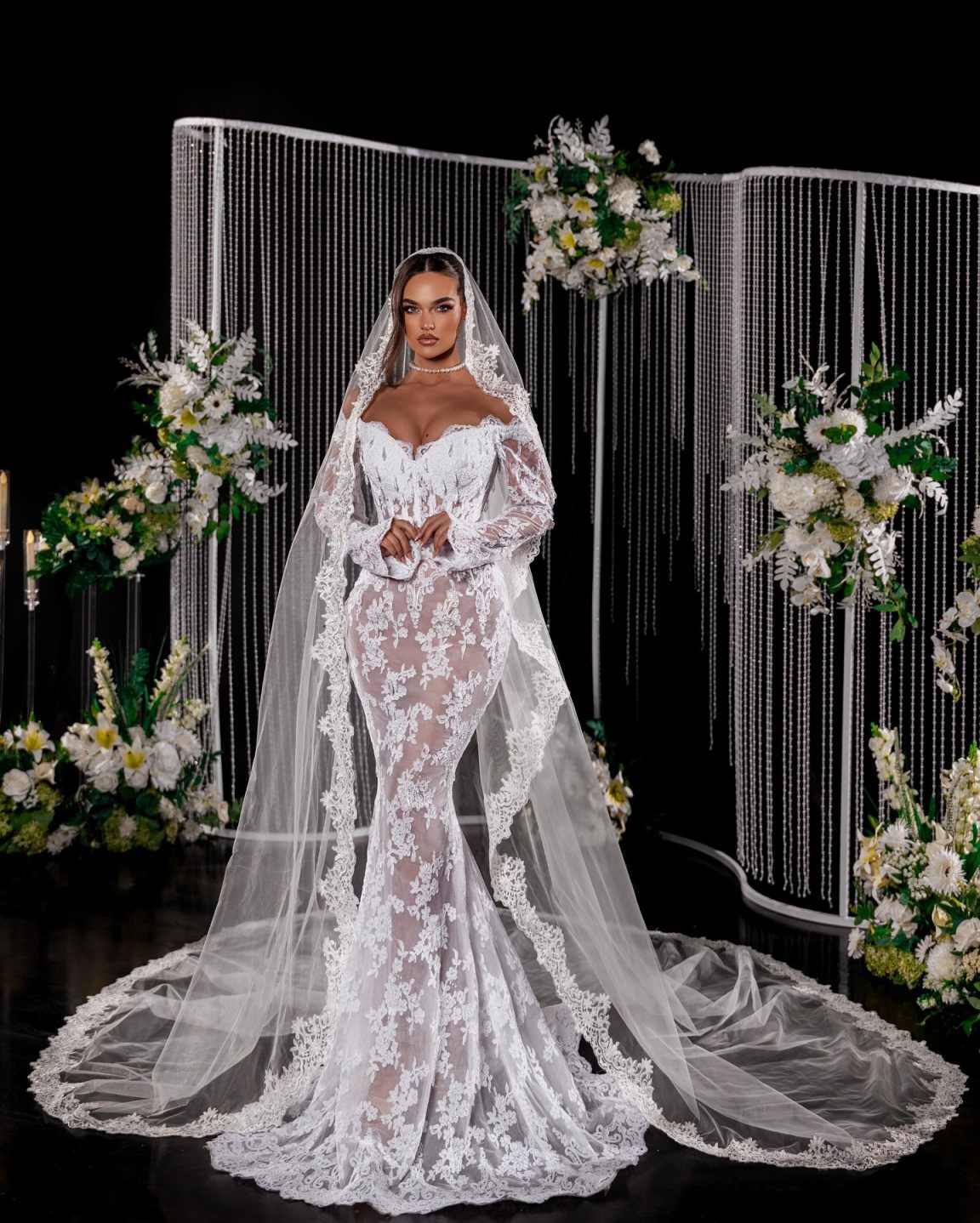 Elegant Mermaid Wedding Dresses V-Neck Lace Chiffon Appliques Floor Length Plus Size Bridal Gowns Romantic Vestido De Novia