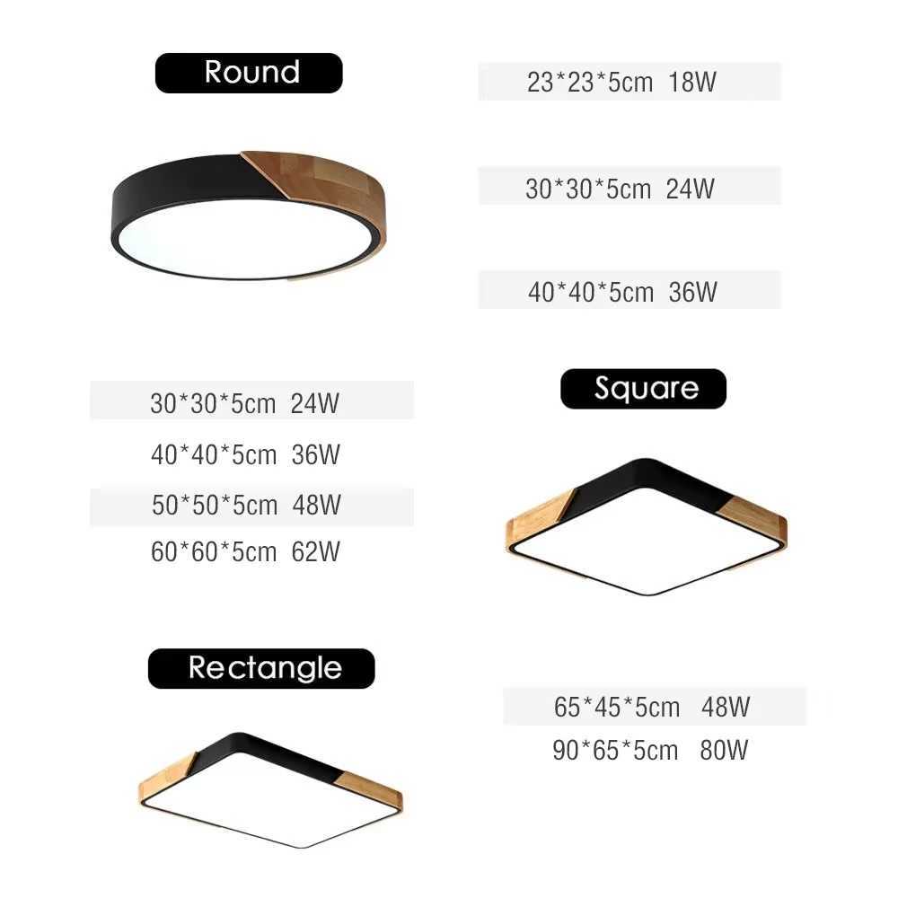 LED Ceiling Light Modern Nordic Round Lamp Wooden Home Living Room Bedroom Study Surface Mounted Lighting Fixture Remote Control XJ2500613