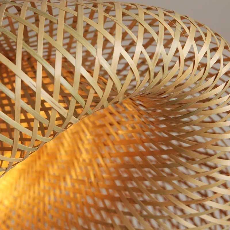 Bamboo Pendant Lamp Rattan Light Hand Woven Chandelier Caf Restaurant Lighting Living Room Art Decor Hanging Lamp IndoorXJ2500613