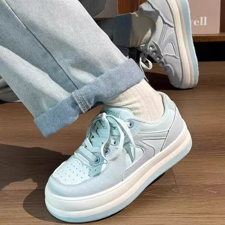 Ddmysports Korean Style Thick Soled Height Increasing Casual Chunky Sneakers For Women Spring Versatile Niche White Sports Board Shoes Outdoor Shoes