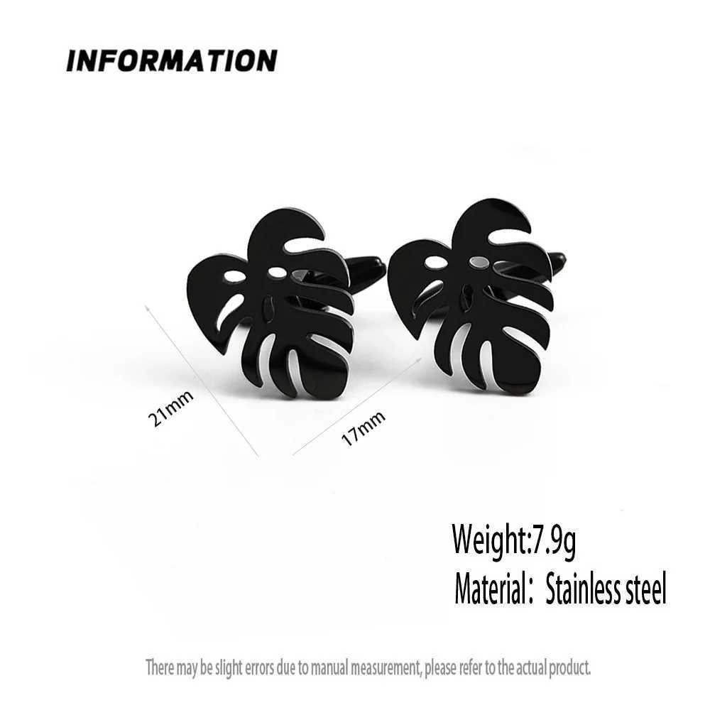 Stainless steel palm leaf cufflinks shirt and suit accessories French gilded tricolor cufflinks boyfriend gifts XJ250614