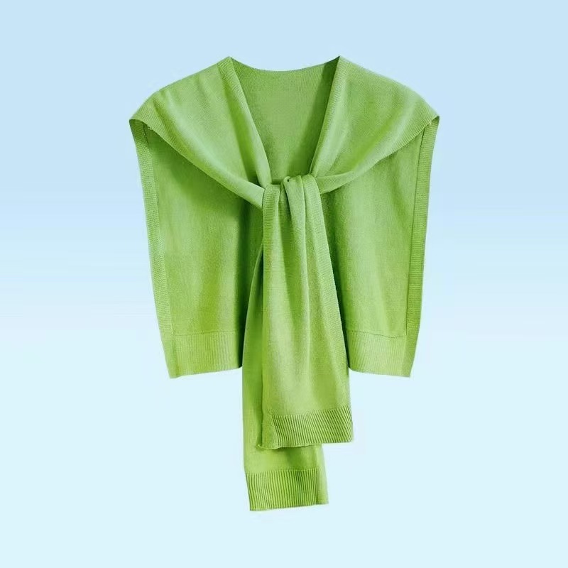 K1017 2025 Summer Office Internet Celebrity Multifunctional All-match Thin Outerwear Air-conditioned Room Knitted Shawl Solid Color Small Waistcoat