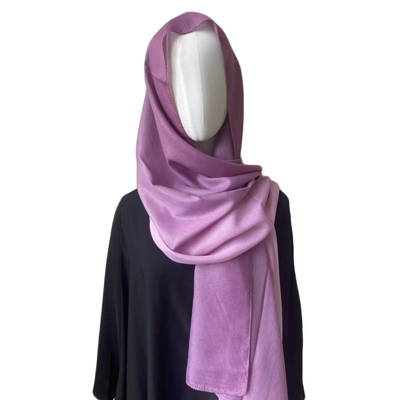 T962 New Gradient Color Hand-painted Silk Scarf Silver Silk Headscarf Shawl Female Scarf Malay Indonesian Long Scarf