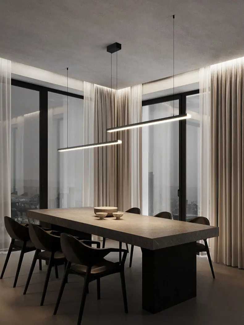 LED Pendant light long restaurant chandelier modern minimalist office lighting Nordic bar table lamps Kitchen Island lamp black XJ2500613