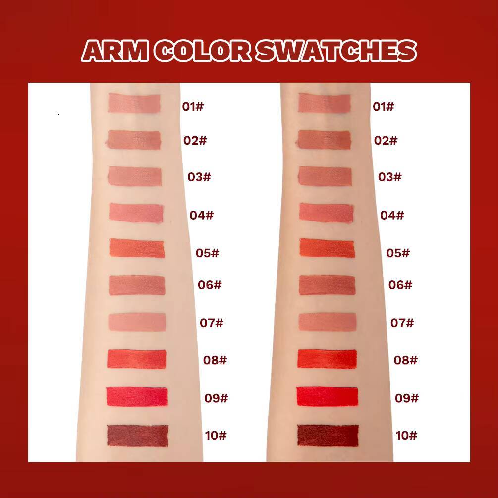 QIBEST 10 Colors Matte Velvet Lip Stain Long Lasting Tinted Balm Rotate Lipstick Nude Makeup Highly Pigmented happy
