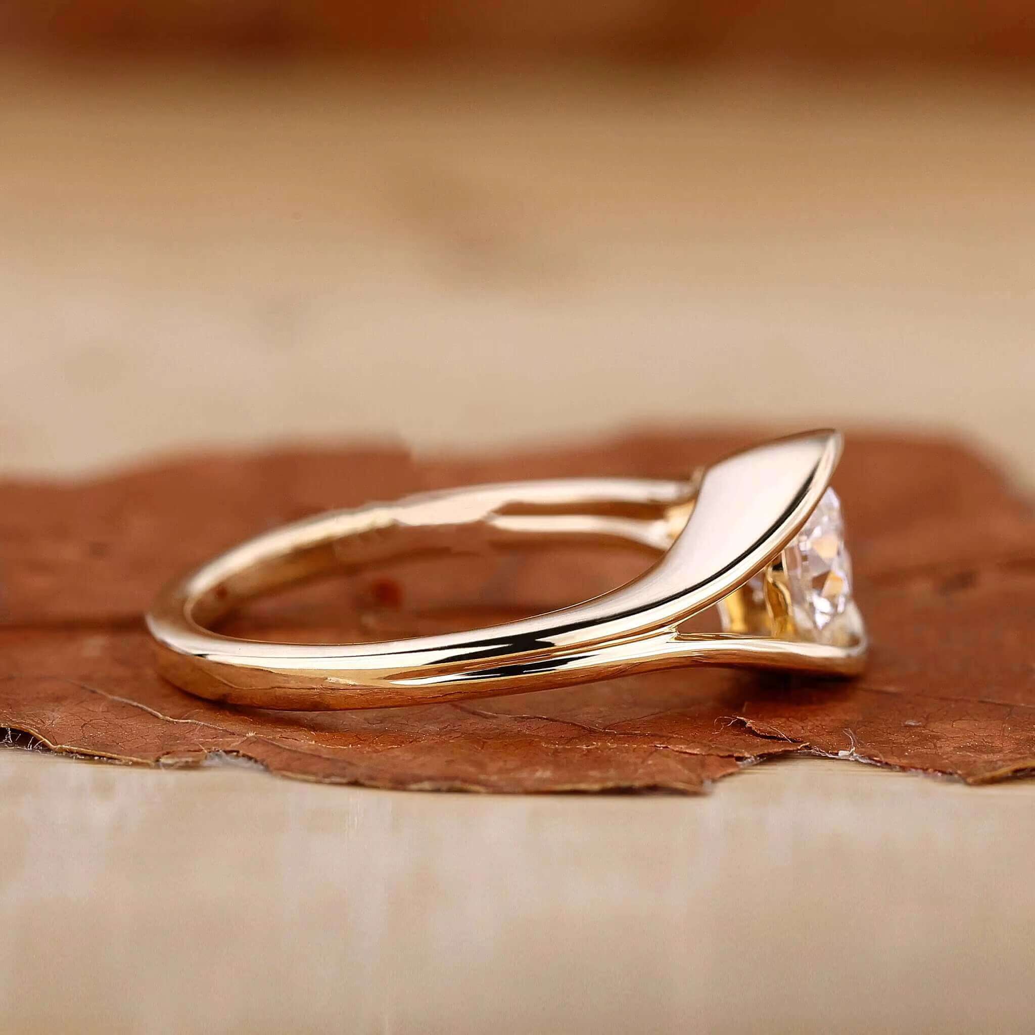 925 Silver Jewelry 14K Gold Plated Eye Shape Round Moissanite Solitaire Engagement Rings Certified Women Wedding Promise Ring