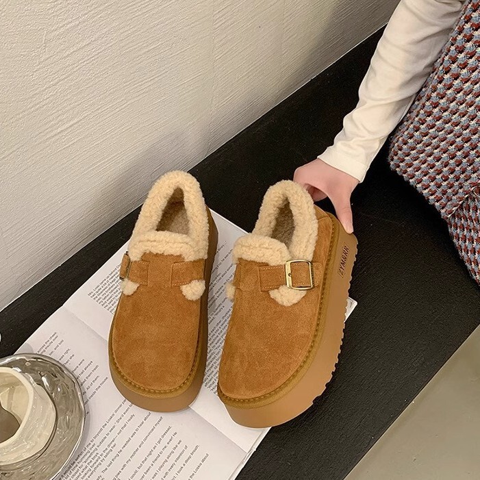 Ddmysports New Winter Thick Soled Height Increasing Snow Boots For Women Fleece Lined And Thickened Warm Clogs Cotton Shoes Outdoor Shoes