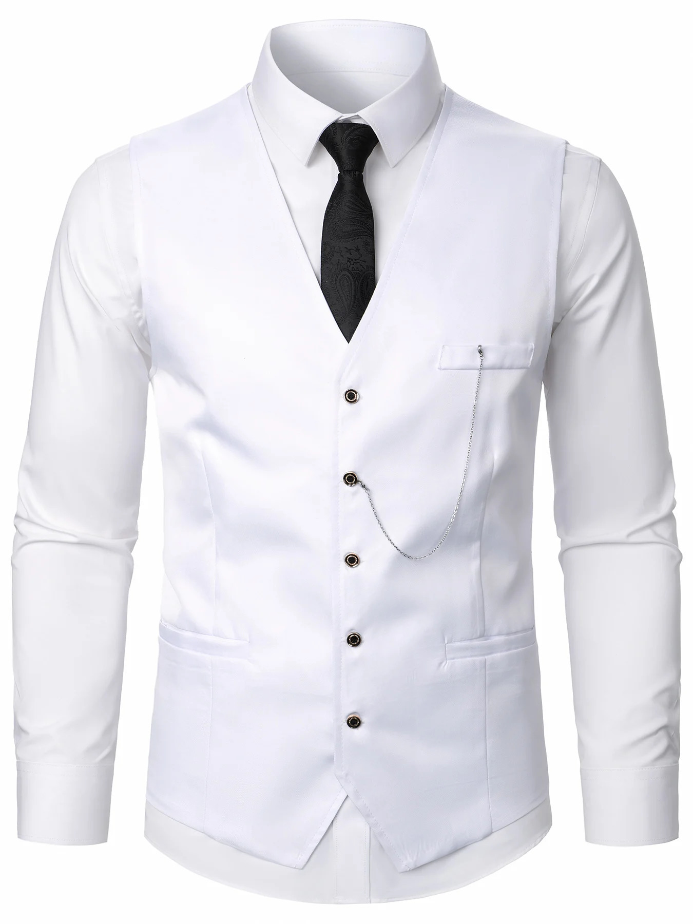 Men Suit Vest Coat Stripe Fabric Open Button n Classic Causal Business Fashion Slim Fit 250610A