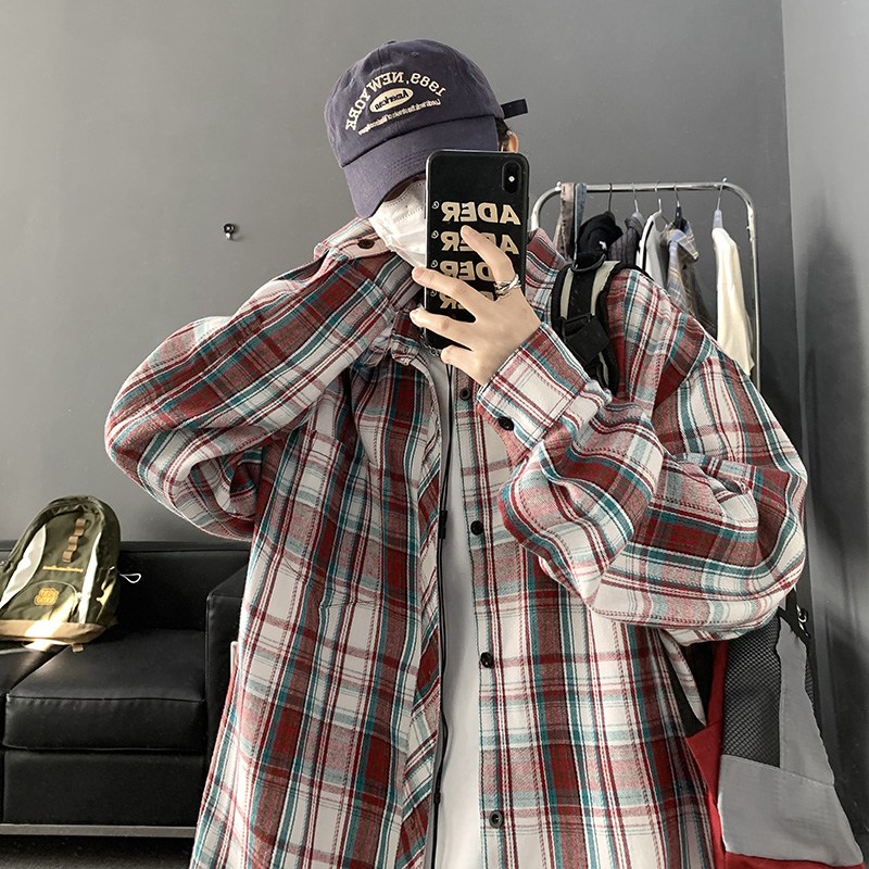 Men's Designer Shirt, 2025 New Style Checkered Shirt, Spring-Autumn Casual Loose Long-Sleeve, American Retro Style, Men's Inner Wear & Outer