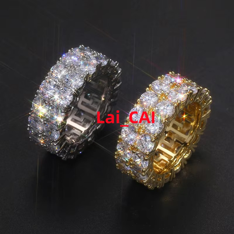 Rapper Rock Hip Hop High Quality Moissanite Luxury Iced Out Gold Plated Cuban Rings For Men