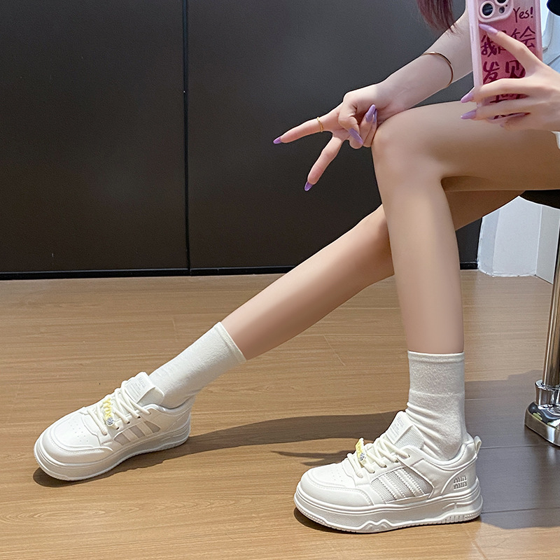 Ddmysports Thick Soled White Sneakers Women Spring New Korean Style Casual Sports Versatile Board Shoes For Female Students Street Fashion F Outdoor S