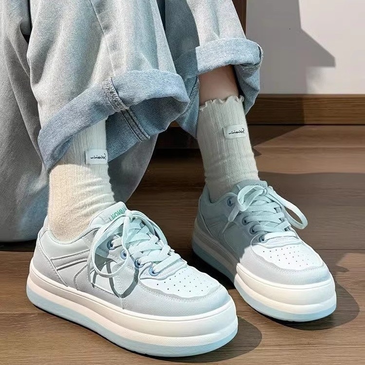 Ddmysports Korean Style Thick Soled Height Increasing Casual Chunky Sneakers For Women Spring Versatile Niche White Sports Board Shoes Outdoor Shoes