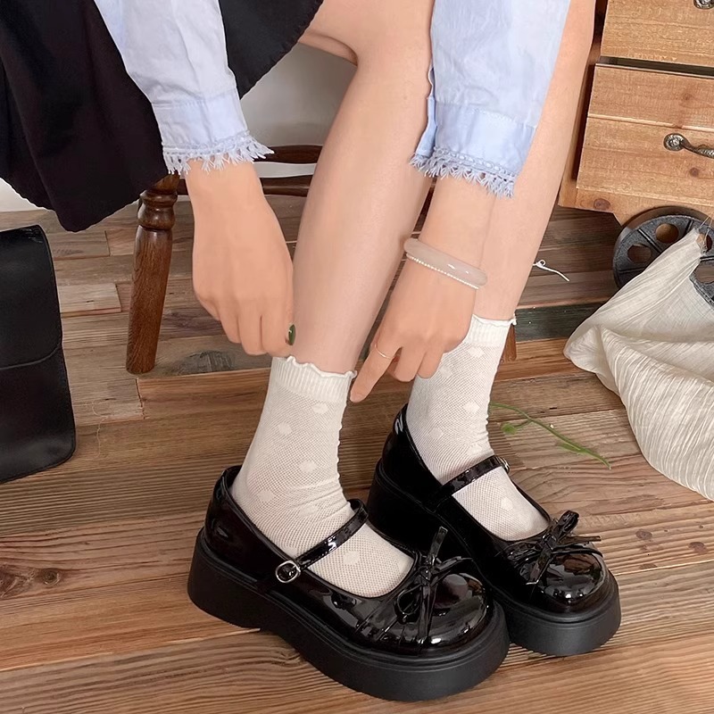 Ddmysports Spring New British Style Loafers With Chunky Heels And Thick Soles Fashionable Mary Jane Shoes For Petite Women Outdoor Shoes