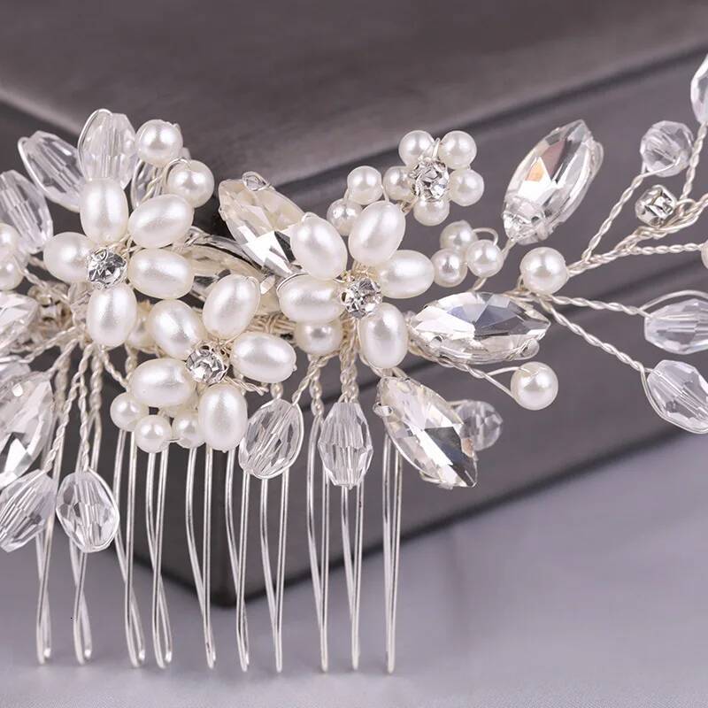 Crystal Rhinestone Flower Pearl Comb Headband Tiara Hairpin Party Wedding Bridal Hair Accessories Jewelry