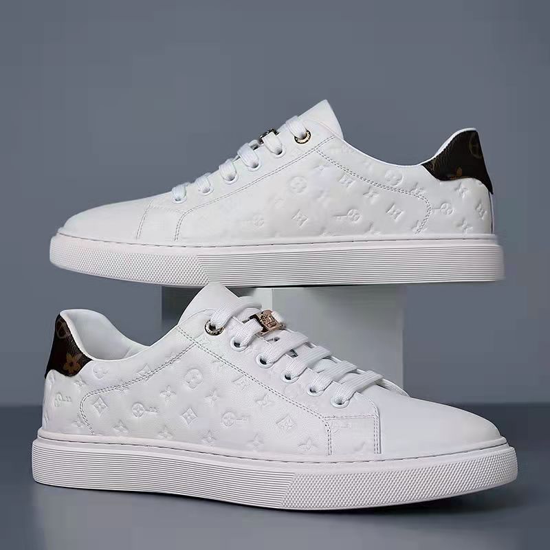 Designer shoes, men's shoes, leather upper white sneakers, men's summer new breathable casual shoes, one-foot versatile thick-soled board sh