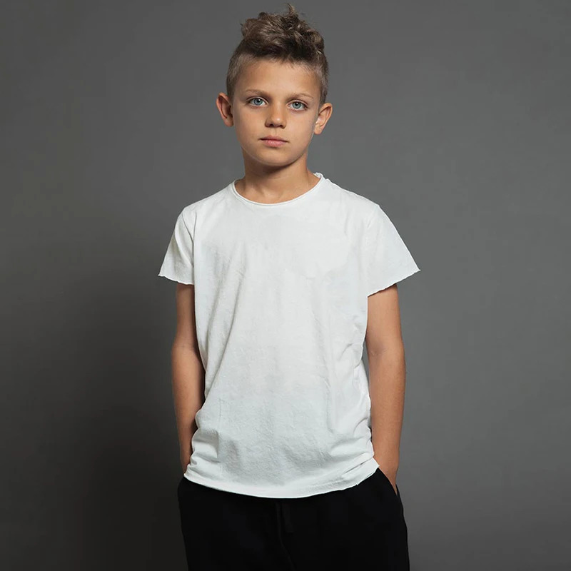 T shirt For Kids Cotton Short Sleeve Boy Shirts Girl Tshirt Solid Color Black White Gray Childrens Clothing 210 Year 250604z