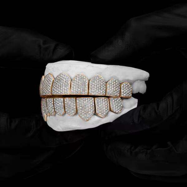 KIBO Jewelry HipHop Rapper VVS Teeth Mens IceCold Silver And GoldPlated Carbon Silicon Grillz