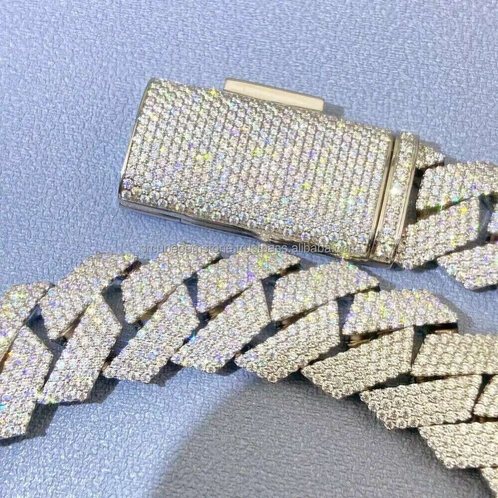 Big Hip Hop Cuban Chain Vvs Moissanite Cuban Link Good Price Iced Out Miami Cuban Link Chain Solid Silver 925