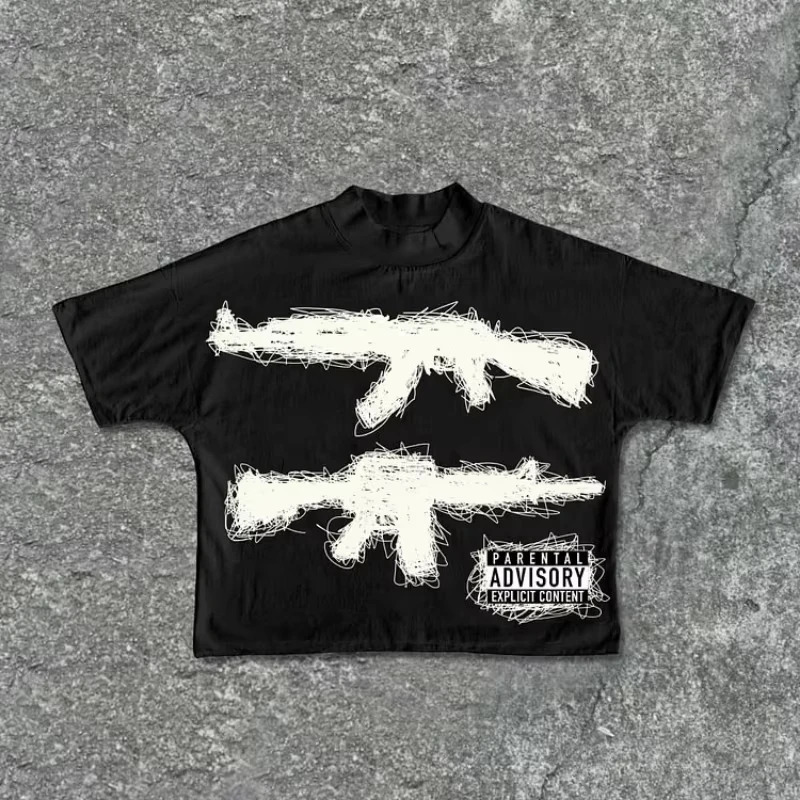 Need Peace Graphics 100% Cotton Cropped TShirts Men Y2K Summer Short Sleeves Vintage Oversize Tshirt Streetwear Women Tops 250614