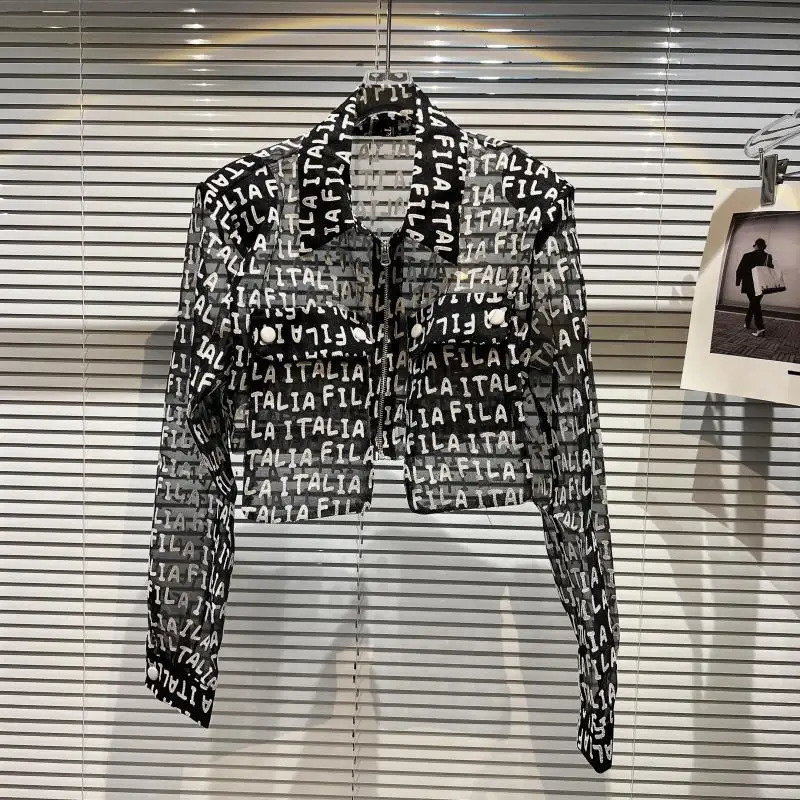 Arrivals Long Sleeve Summer Turn Down Collar Letters Transparent Sunscreen Thin Coat Women GF333 woman jacket 250611