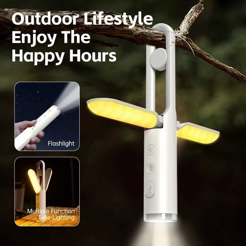 Portable Outdoor Camping Flashlight with 90 Foldable Side-Lighting Tent Hanging Lamp for Easy Illumination New Camping Gear W250613