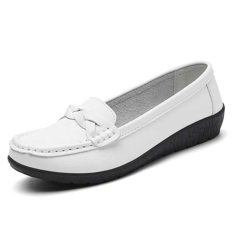Women Shoes Soft Leather Womens Loafer 2025 New Flats Slip Casual Shoes Flat Shoes Women White Footwear Womens Shoes XJ250614