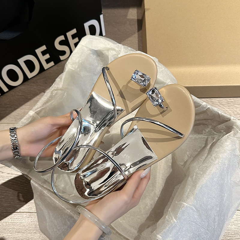 Ddmyoutdoor Rhinestone Toe Post Sandals Women Summer French Style Fashionable Outdoor Wear Perfect With Skirts Stunning Flip Flops For Outdoor Shoes