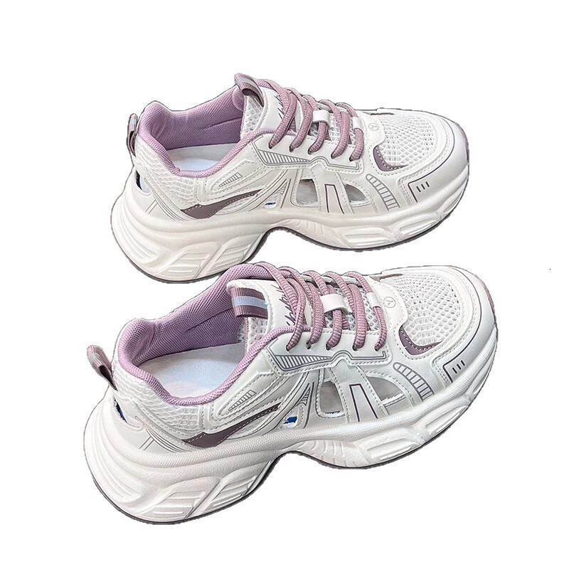 Ddmysports Thick Soled Super Popular Hollow Soft Dad Shoes New Summer Breathable Mesh Versatile Casual Sneakers For Women Outdoor Shoes