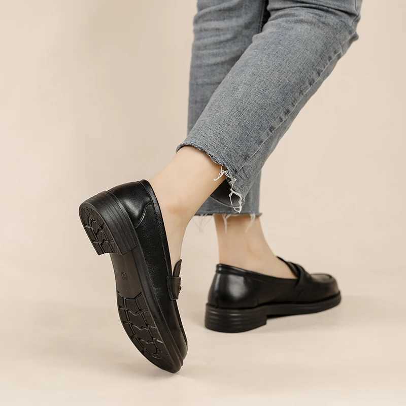 Womens Casual Loafers Slip Leather Shoes Lightweight Walking Shoes Classic Penny Loafer Flats Boat Shoes XJ250614