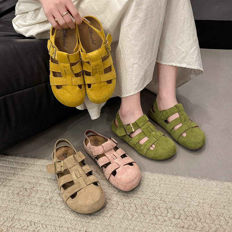 Ddmyoutdoor Ddmyoutdoor Forest Style Closed Toe Sandals For Women Summer New Two Way Hollow Out Half Slippers Woven Soft Flat Pig Cage Shoes Outdoor O