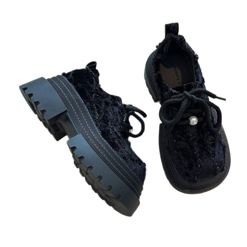 Ddmysports Chunky Lace Up Leather Shoes For Women Skirts Spring New French Style Loafers With Thick Soles Outdoor Shoes