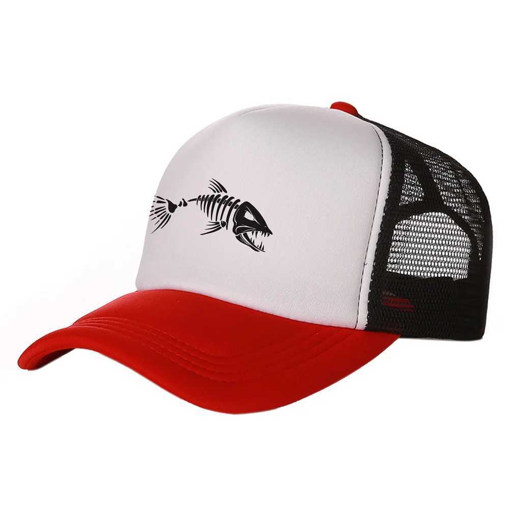 Fishbone Trucker Cap Men Fishing Skeleton Fish Bone Baseball Caps Unisex Mesh Net Hats MZ-496 W250614