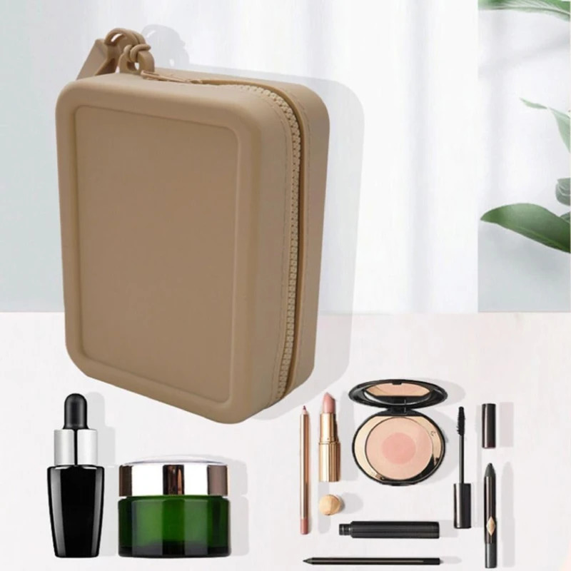 Silicone Organizer Wallet Coin Purse Simple Waterproof Zipper Cosmetic Bag Earphone Students Small Square Bag 250614