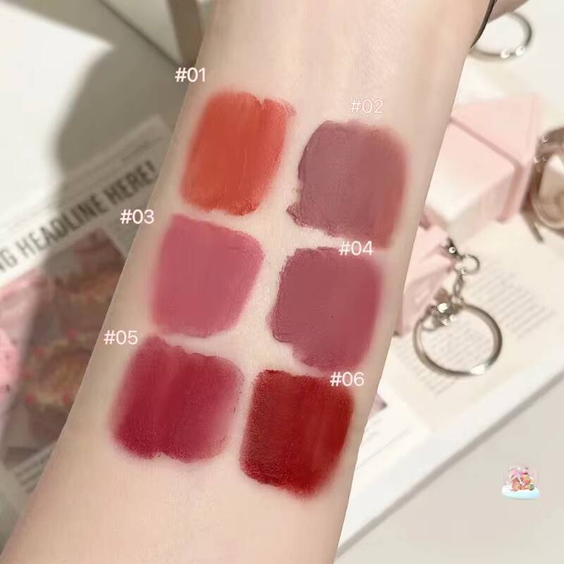 Matte Lipstick Berry Wine Soft Velvet Mud Korean Makeup Solid Gloss Non Stick Cup Lasting Moisturizing Light Lip Tint happy