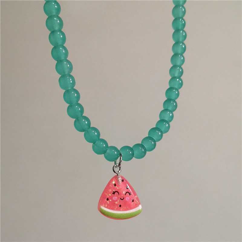 Y2K Summer Cute Cartoon Fruit Tomato Strawberry Ceramic Fish Pendant Beads Choker Necklace Harajuku Charm Jewelry Accessory Gift Z250614
