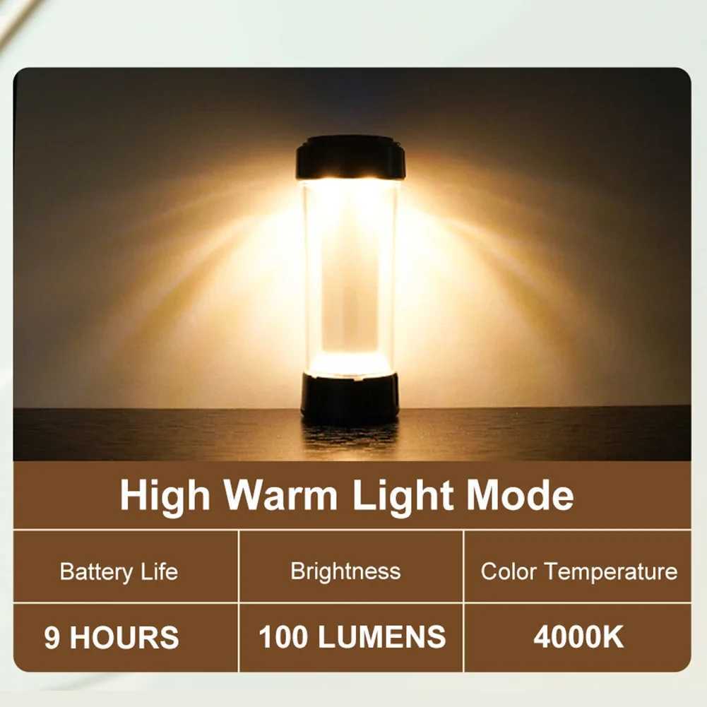 3000mAh Flashlight IPX4 Waterproof 200LM Portable Atmosphere Light Tripod Lampshade Hook Camping Lantern Accessories W250613