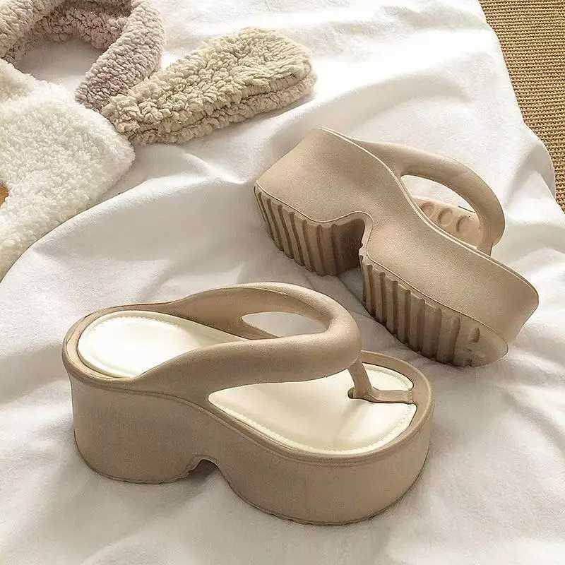 Womens Clip Toe Wedge Flip Flops 2025 Summer Chunky Platform Beach Sandals Woman Thick Sole High Heeled Eva Slippers Slides Z250614