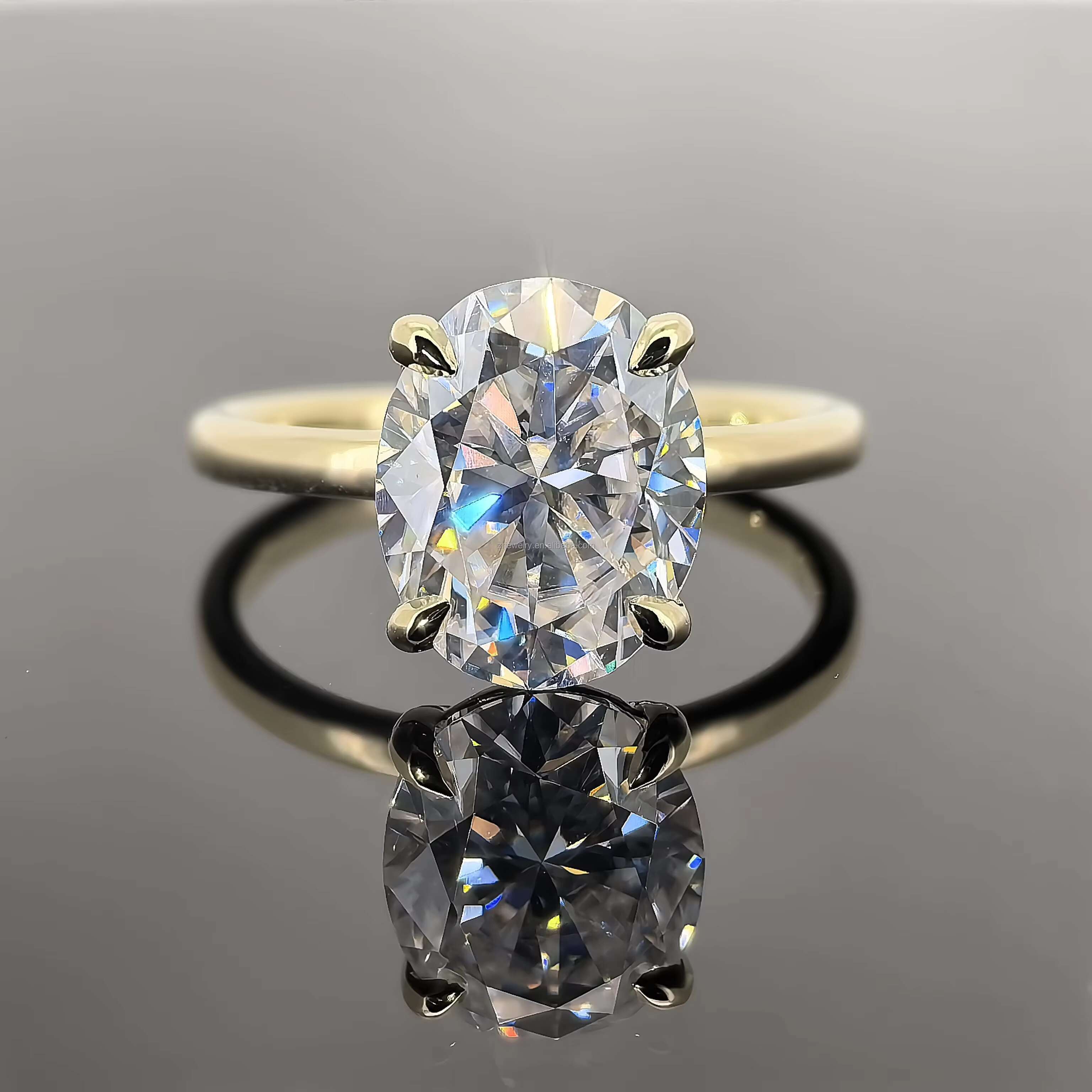 Platinum Jewelry Oval Igi Certified Diamond Lab Grown 14K 18K 10K Gold Rings Engagement Lab Diamond Ring