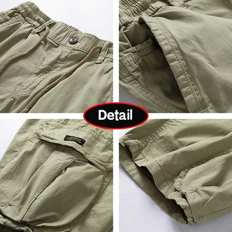 Men Summer Solid Color Outdoor Leisure Cargo Comfortable Shorts Men Elastic Waist Loose Straight High-Quality Design Shorts MaleW250614