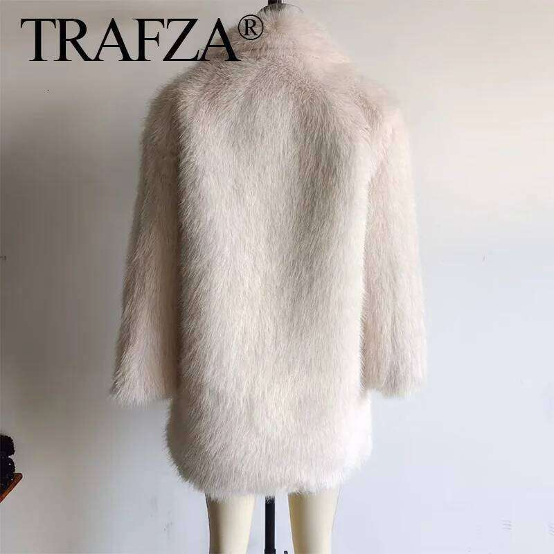 Winter Female Chic Solid White Casual Warm Thicken Faux Fur Coat Fashion Woman Chill Long Sleeve Outerwear