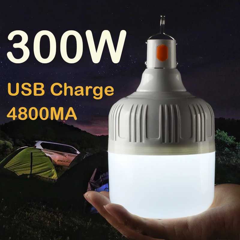 Outdoor LED Bulb Camping Lights USB Rechargeable Lamp Emergency Tent Market Hook Up Portable Lantern Bulb Battery BBQ Camping W250613