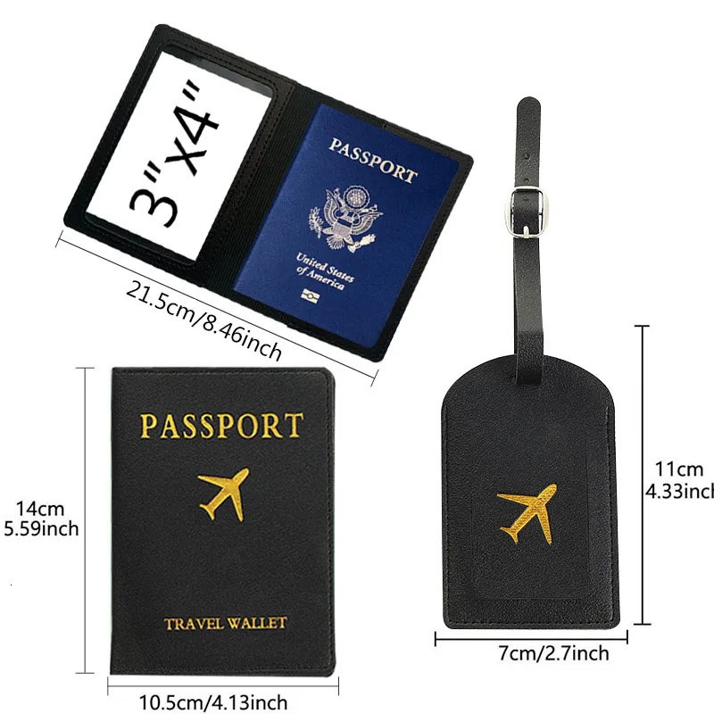 Passport Cover Pu Leather Holder Case Luggage Tags For Travel Baggage Label Suitcase travel accessoriesSet 250614