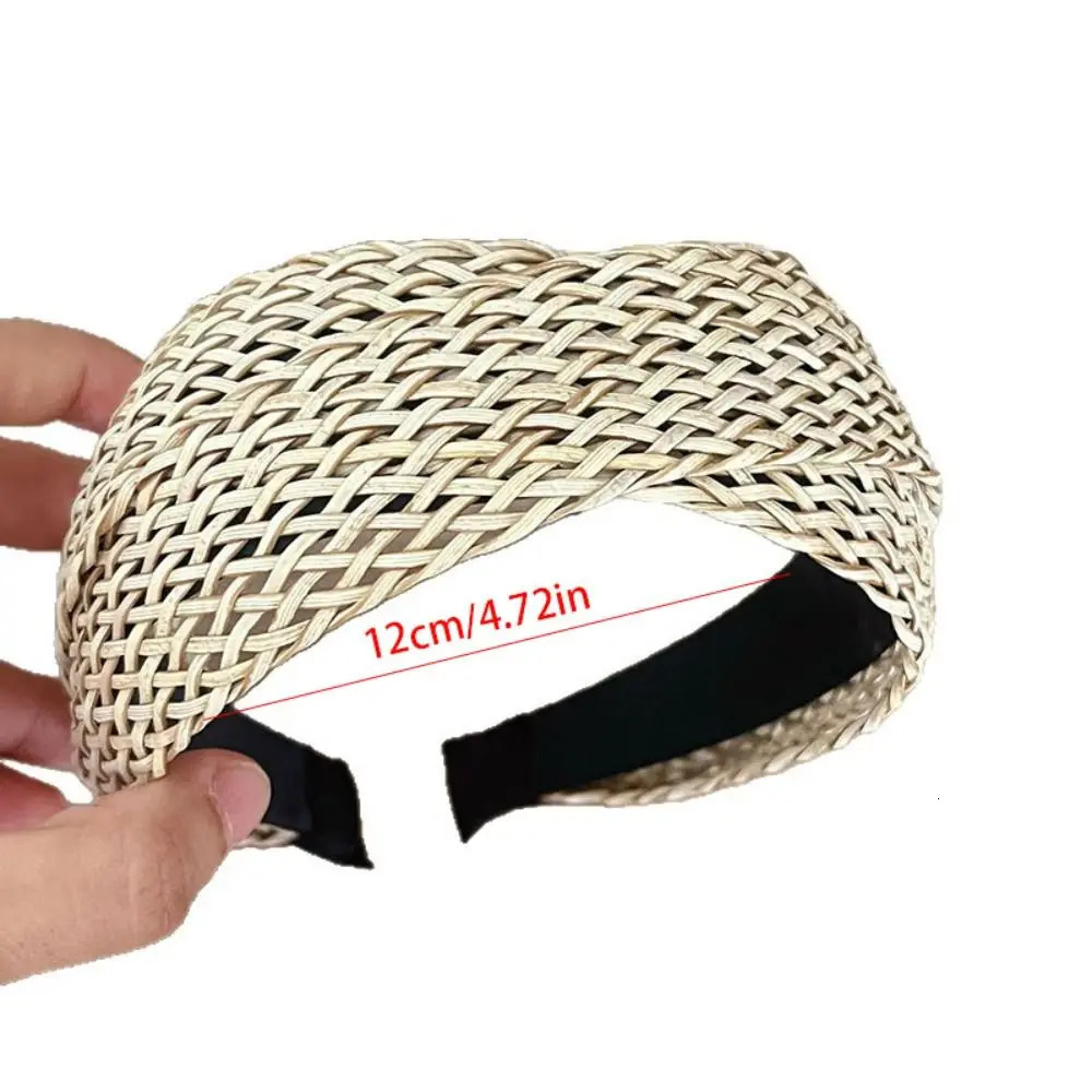Hollow Straw Weave Headband Vacation Style Headwear Wide Edge Hairband Hair Band Korean Style Bohemian Style Hair Hoop Kids 250610