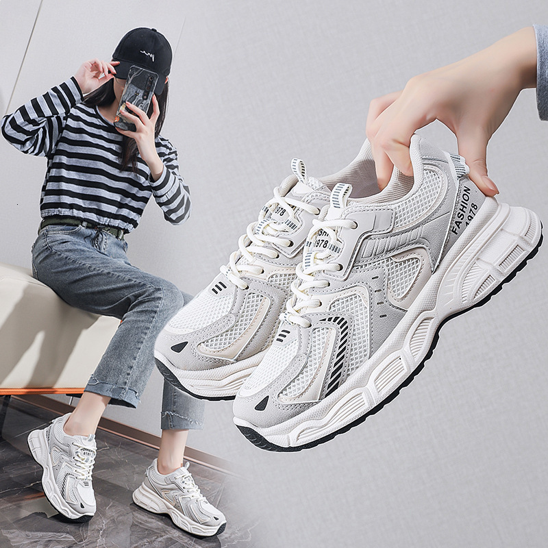 Ddmysports Women S Dad Sneakers Spring And Autumn New Versatile Student Korean Style Thick Soled Height Increasing Sports Casual Breathable Running Sh