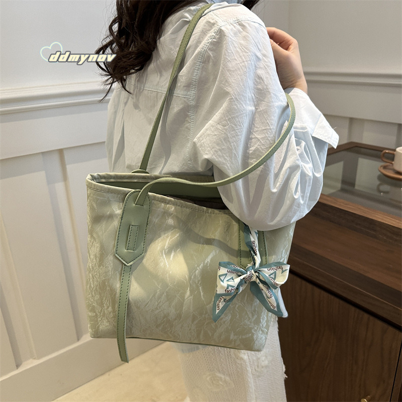 Tote Korean Style Solid Color Simple Textured Handbag Large Capacity Versatile Class Commuting Bag for Women ddmynov