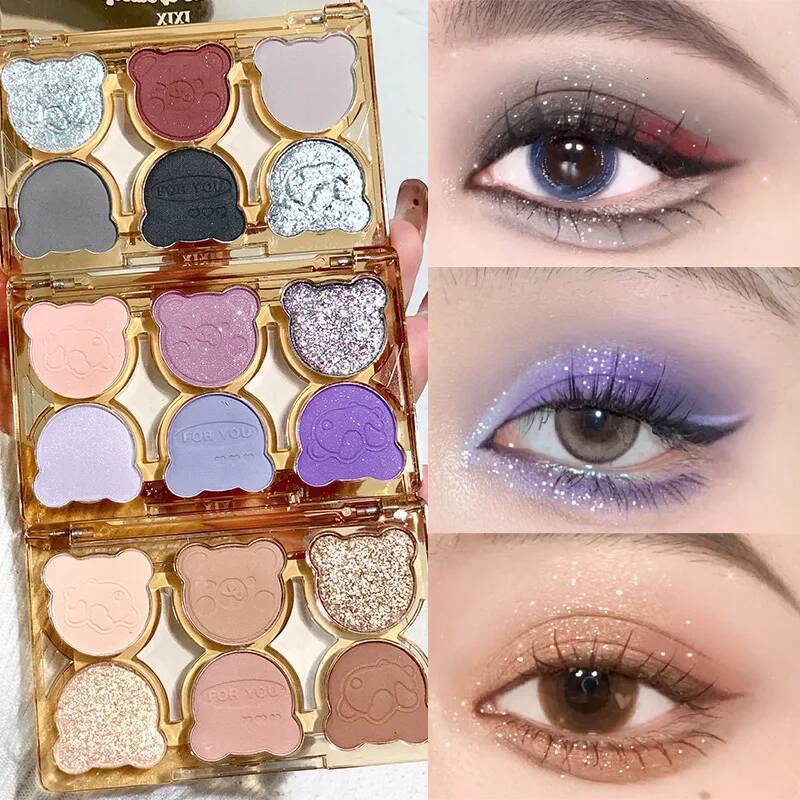 6 Colors Iris Purple Glitter Pearly Eyeshadow Palette Fashion Korean Shiny Shadow Charming Eye Makeup